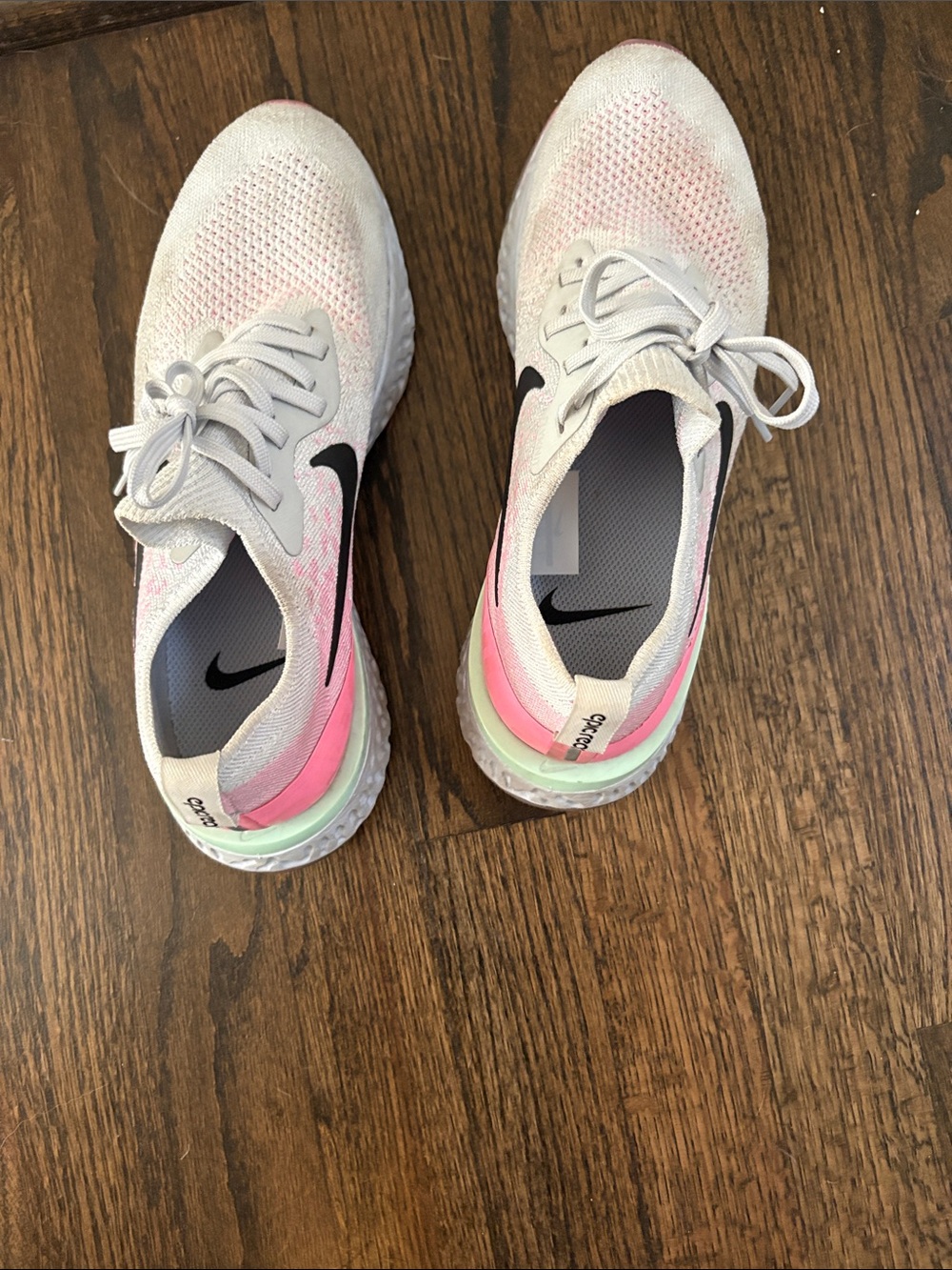Nike Women's White Pink and Mint React Running Shoes